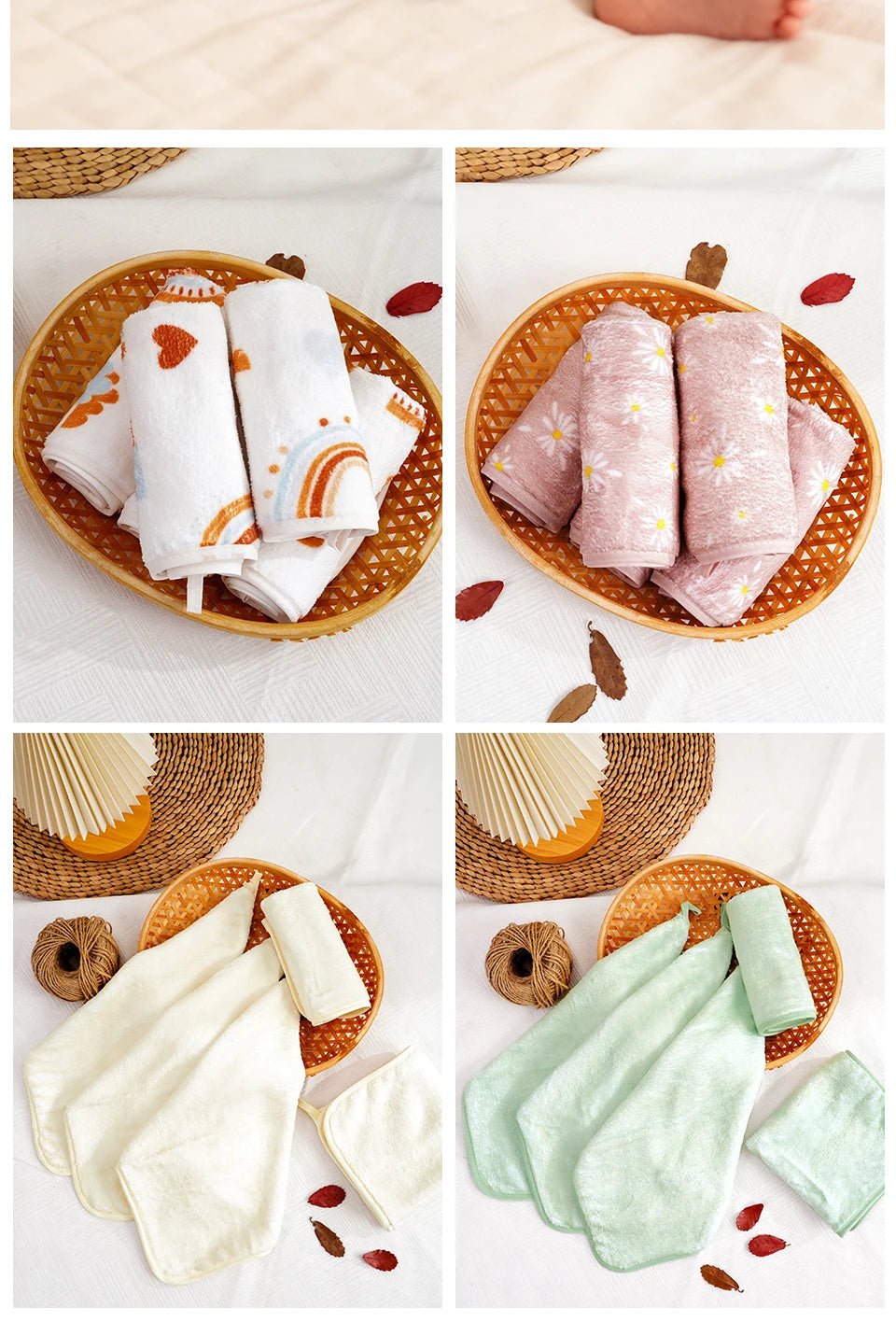 5 Pack Baby Washcloths - Medium Thickness for Newborns' Skin-Great for Bathing, Wiping & on-The-go Use, Shower Gift