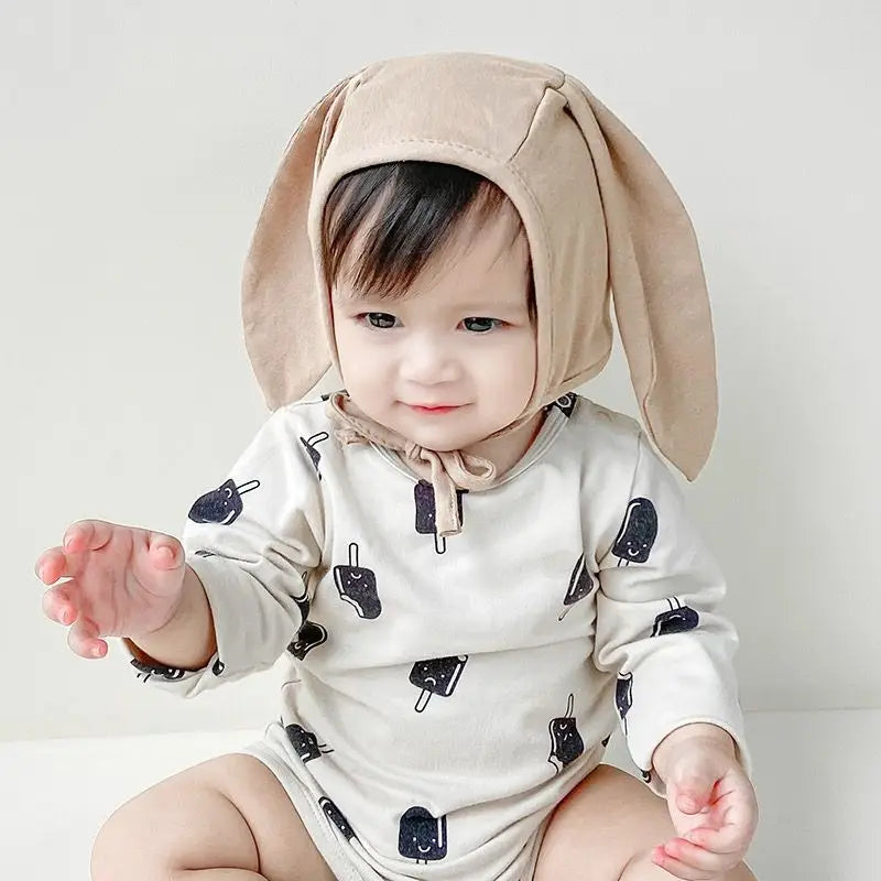 Cotton Newborn Hat Bunny Long Ears Infant Bonnet Baby Beanie Hats for Girls Boys Accessories Autumn Korean Toddler Cap 0-12M
