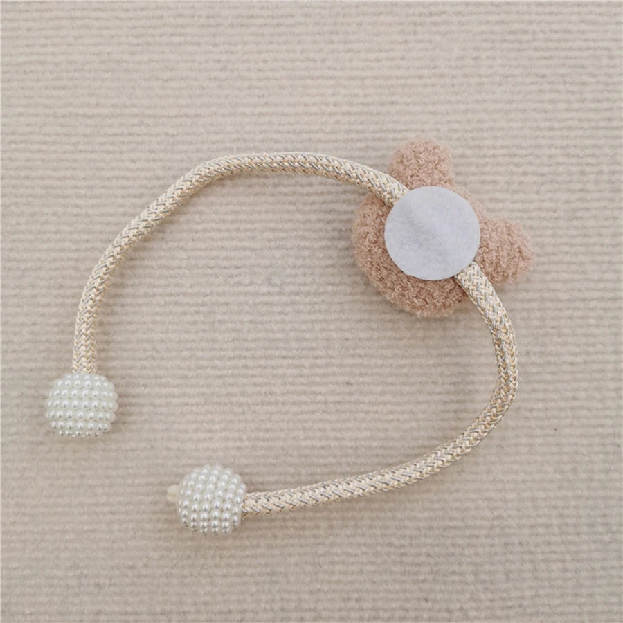 Ins Style Korean Style Plush Bear 1 Pearl Buckle Curtain Tie Kidsren's Room Decoration Mosquito Net Tie Rope Tie Rope
