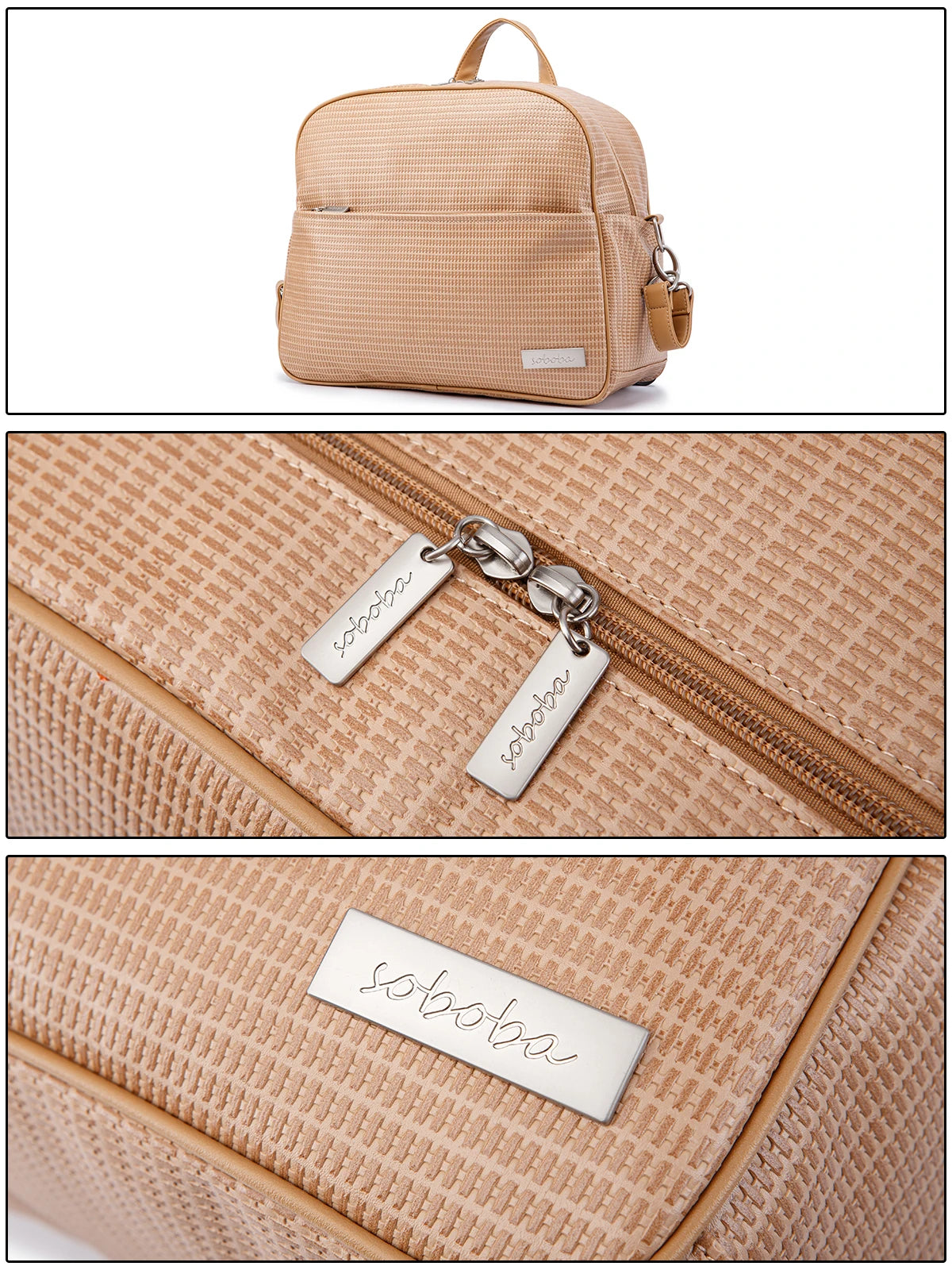 Soboba Stylish Mother Diaper Backpacks Large Capacity Waterproof Environmental Fabric Diaper Bag for Mommy Fashion Nappy Bag
