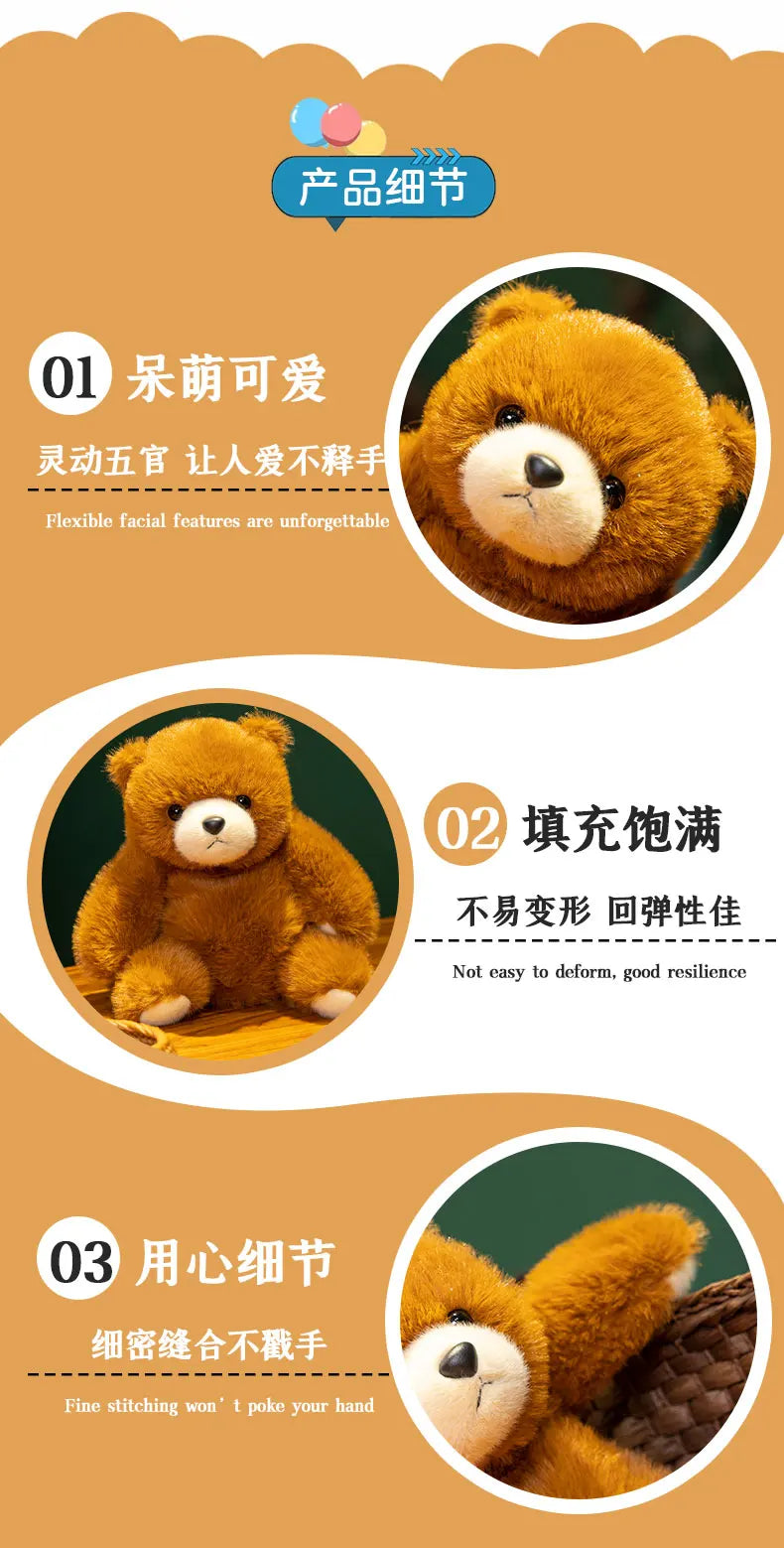 Kawaii Brown Bear Plush Toys Soft Stuffed Animal Pillow Polar Bear Comfort Doll for Back to School Anime Birthday Gifts