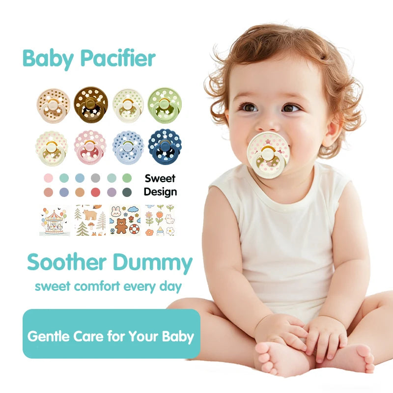 New 2pcs/pack Scalloped Edge Baby Soother Pacifier with Polka Dot, Star Design Baby Gift Cute Dummy with Cherry-round Nipple,