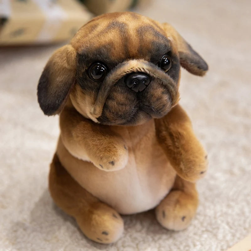 Realistic Sitting Poodle Pug Puppy Plush Toy Stuffed Dog Room Decor Soft Cuddly Pet Gift Model PXP001