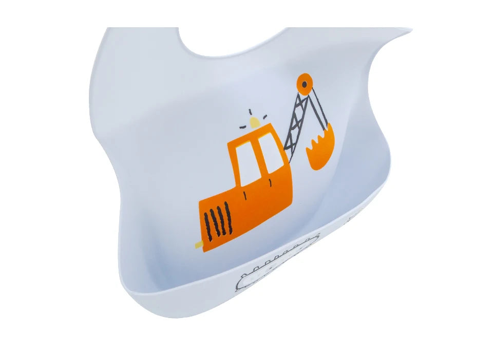 Waterproof Bibs For Kids Feeding Baby Eating Stuff Soft Silicone Babeast Cartoon Printed Adjustable Baby Tasting Feeding Bibs