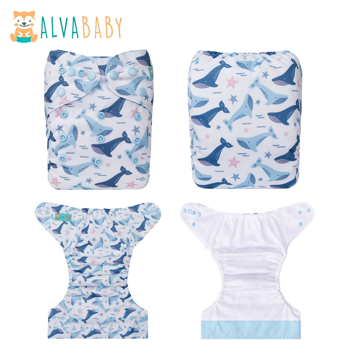 ALVABABY AWJ Inner Summer Cloth Diaper For Baby MoistureWicking Reusable Diaper Shell With Tummy Panel