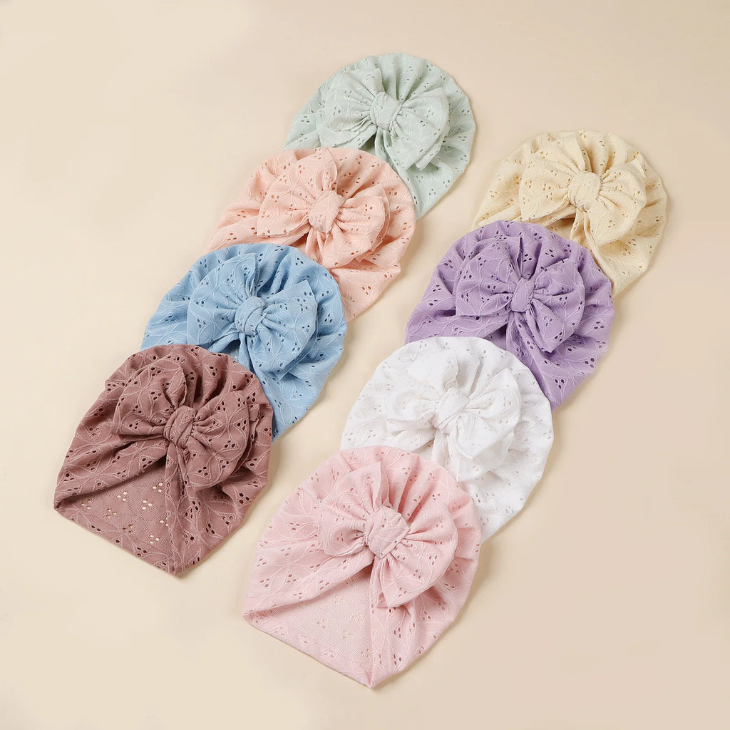 Double Layer Soft Knit Newborn Beanie Big Bow Hollow No Brim Infant Girls Pullover Hat Baby Photo Props Head Cap
