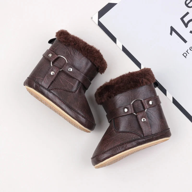 Hot Selling Winter Baby Boy And Girl Pre Walking Toddler Shoes Fashion Design Fleece-lined For 0-18M Baby Winter Cotton Boots