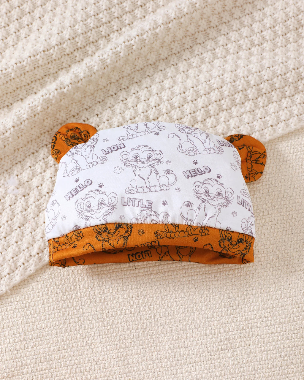 0-18 Month old Baby Boy Set Cartoon Lion Print Top, Pants, Hat Three Piece Set, Newborn Baby Boy Summer Fashion Set