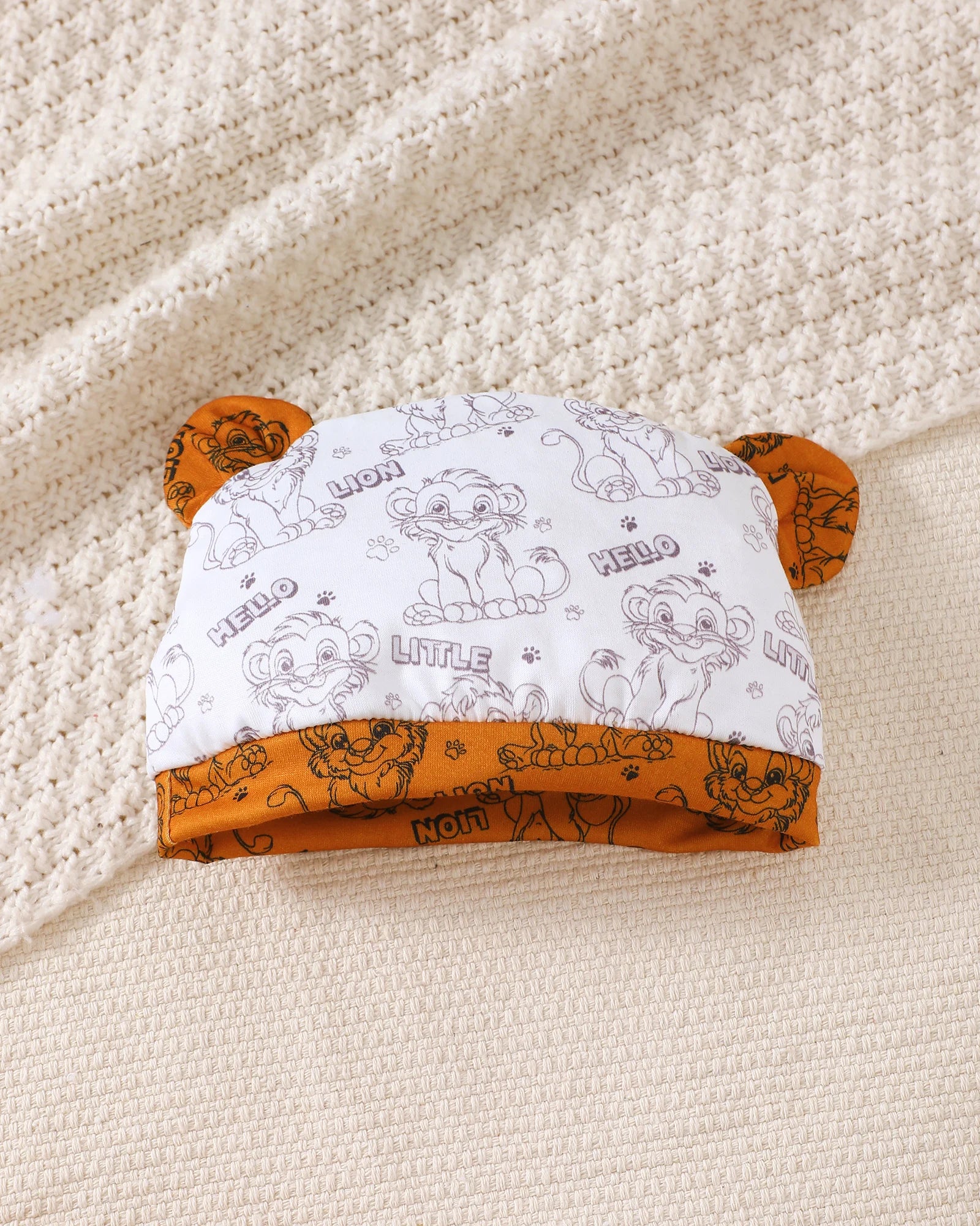 0-18 Month old Baby Boy Set Cartoon Lion Print Top, Pants, Hat Three Piece Set, Newborn Baby Boy Summer Fashion Set