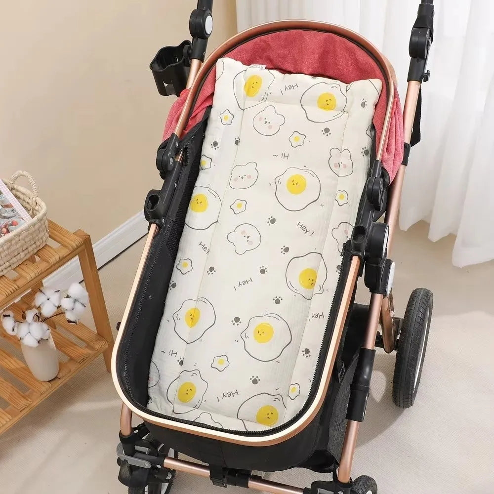 Washable Cartoon Baby Stroller Cushion Rainbow Rabbit Trolley Mattress Cotton Flower Baby Seat Cushion Toddler
