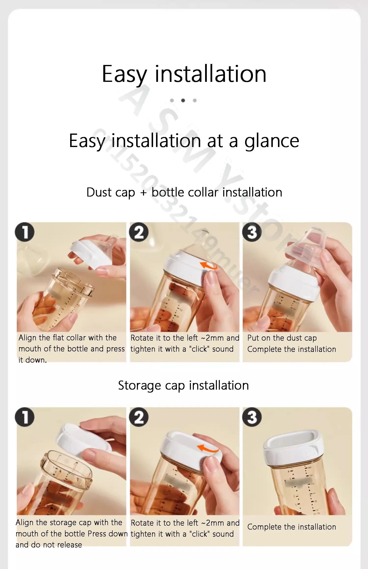 Suitable for hegen bottle accessories, storage box cover/cup cover/handle/dust cover+bottle collar/straw/square bottle universal