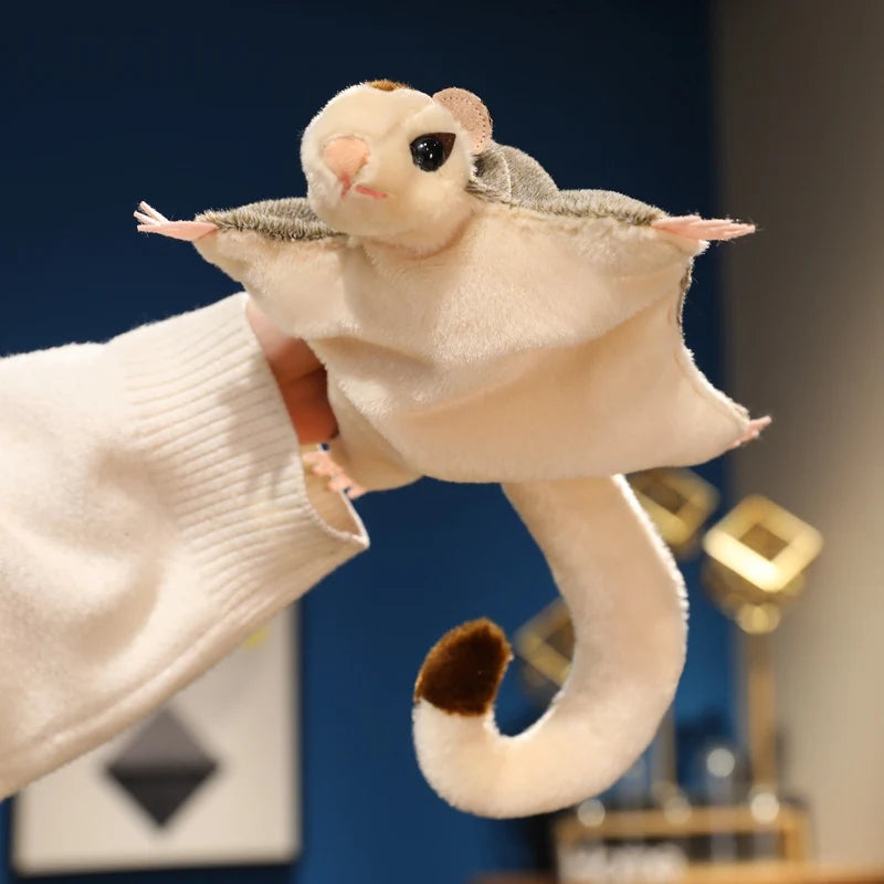 Super Cool Flyling Sugar Glider Plush Toy Cozy Soft Flying Squirrel Hand Puppet Cute Pet Toy Funny Gift for Kids