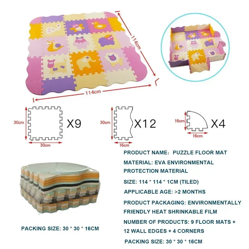 Eva Foam Baby Play Mat 25-Piece Set 30x30cm Puzzle Floor Mat Educational Toy For Nursery