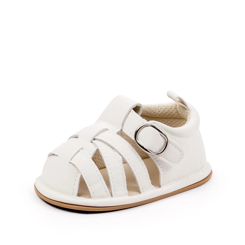 Cross Strap Hook and Loop Baby Walking Sandals Summer Lightweight Breathable Rubber Sole Newborn Casual Footwear For 0-18 Months