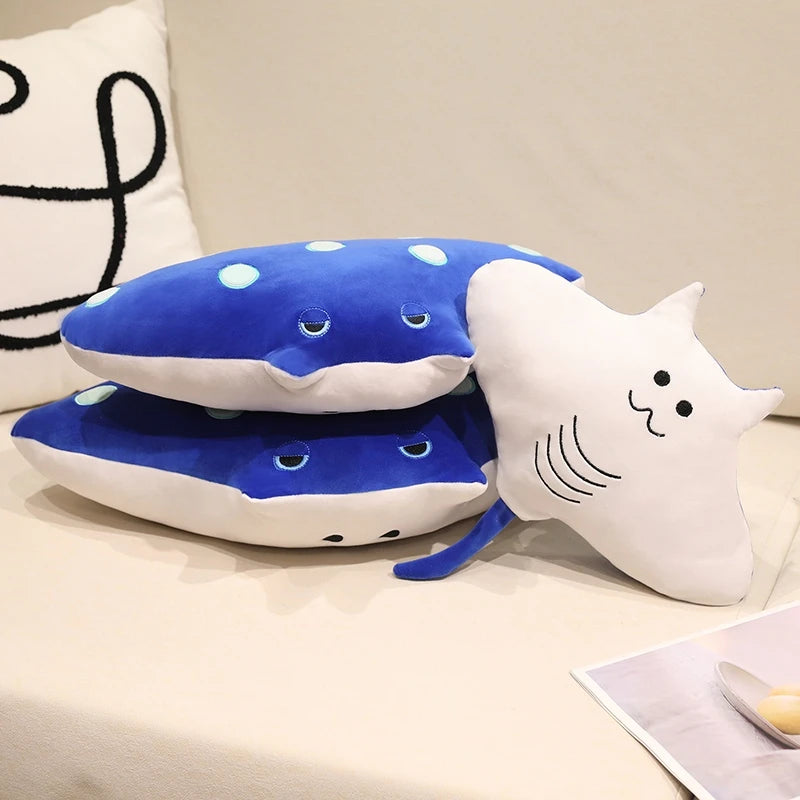 Hot Ray Cat Manta Rays Plush Toy Soft Stuffed Sea Animals Devil Fish Cute Sleeping Companion Cuhsion for Children Birthday Gifts