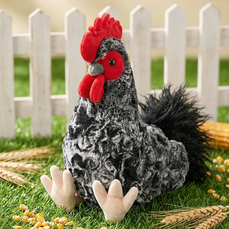 2026 New Simulation Chubby Rooster Hen Black-bone Chicken Fluffy Simulation Animal Poultry Stuffed Soft Lifelike Huggable Pillow
