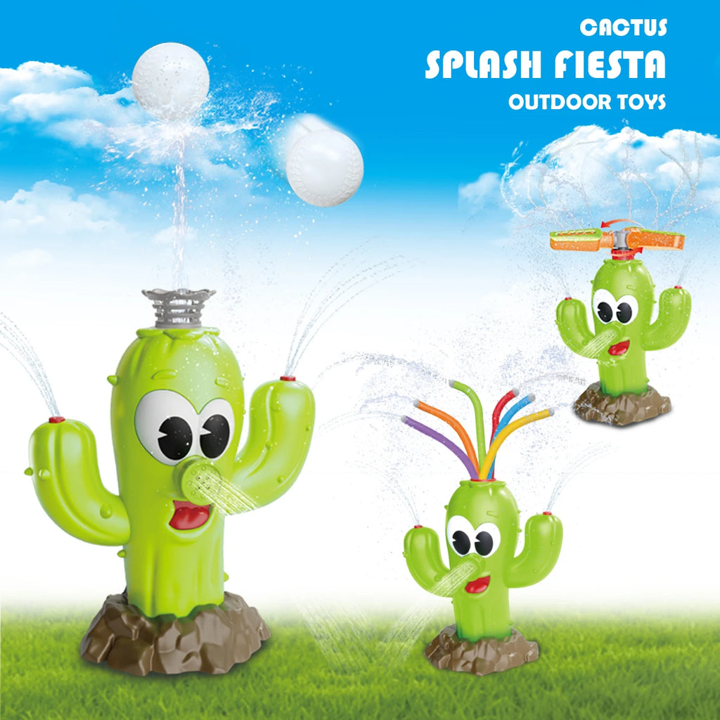 Cactus Sprinkler Outdoor Water Spray Toys, Summer Outside Backyard for Kids Playing Water Games Sprinkler Set Gifts