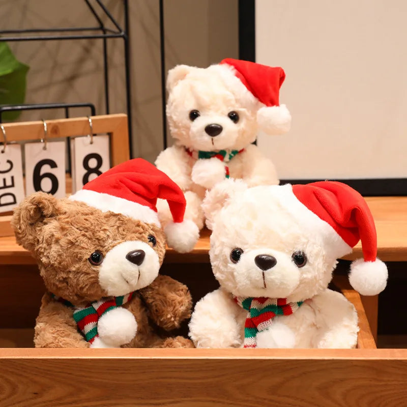 Lovely Cartoon Christmas Scarf Bear Penguin Soft Stuffed Elk Teddy Bear Doll Plush Toy Decoration Girl Boy Kids Christmas Gift