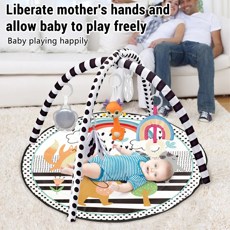 Baby Educational Fitness Frame Gym Play Mat 0-36 Months Tummy Time Crawling Game Blanket Toys Play Mat Rack Crawling Blanket
