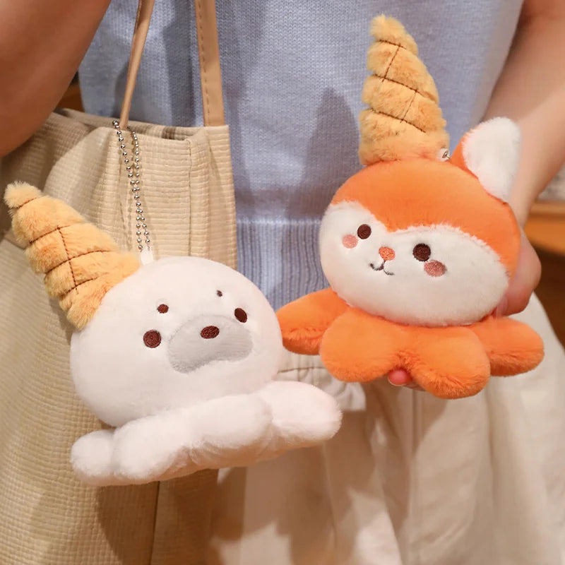 Hot 1pc 15cm Ice Cream Octopus Small Animal Plush Doll Head Sweet Cone Decor Seal Duck Rabbit Fox Toy Backpack Child Friend Gift