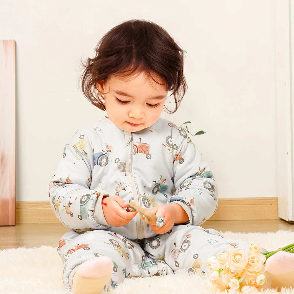 Elinfant Long Sleeve Split Legs Sleeping Bag For Winter With Removable Sleeves For Boys And Girls 3 Sizes