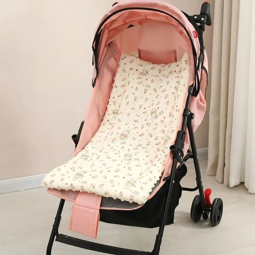Washable Cartoon Baby Stroller Cushion Rainbow Rabbit Trolley Mattress Cotton Flower Baby Seat Cushion Toddler