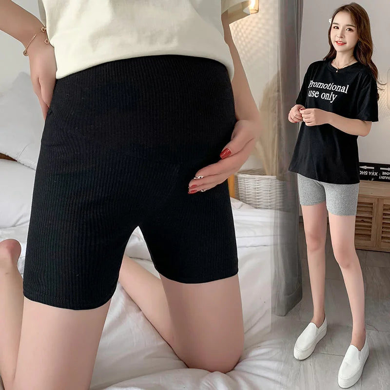 Pregnant Women Summer Pants Comfortable Cotton Trousers Letters Embroidery Pregnancy Short Leggings Slim Stripe Maternity Shorts