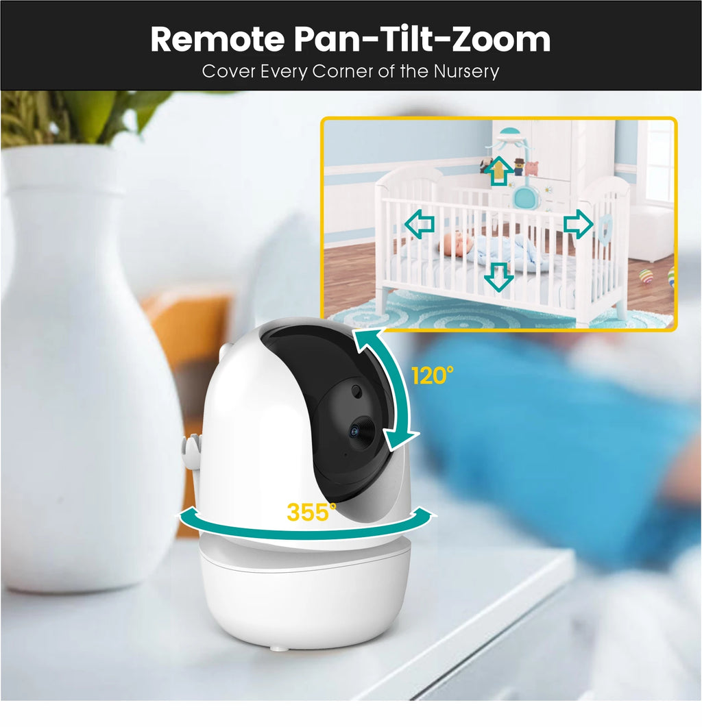 2023 NEWS 4.3Inch IPS Screen Wireless PTZ Intercom Baby Monitor Temperature Display Nanny Cam Long Distance Baby Sitter Camera
