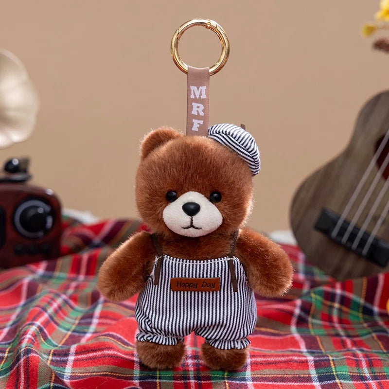 10cm New Kawaii Little Bears Pendant Plush Toy Stuffed Soft Animal Cartoon Bear Backpack School Bag Keychain Decor for Kids Gift