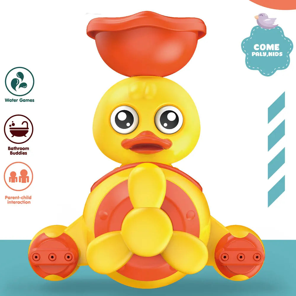 Baby Bath Toys with Suction Cups,Airplane Duck Design,Rotating Water Wheel,Bathtub Play Toys For Kids Age 1-3
