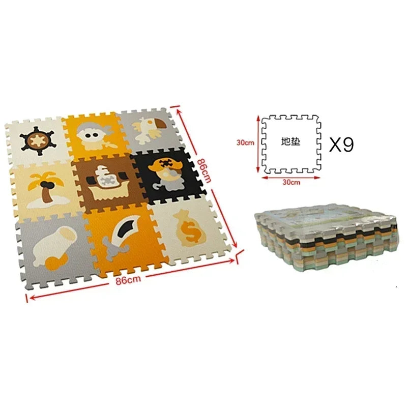 Interlocking Floor Mat Puzzle 9Pcs Set For Children 30x30x1 Cm Eva Foam Baby Play Mat