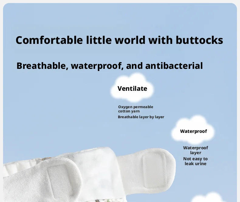 OUYUN Reusable Baby Cloth Diaper Pants 2pcs Cotton Gauze Breathable Nappy Cover Newborn M L XL