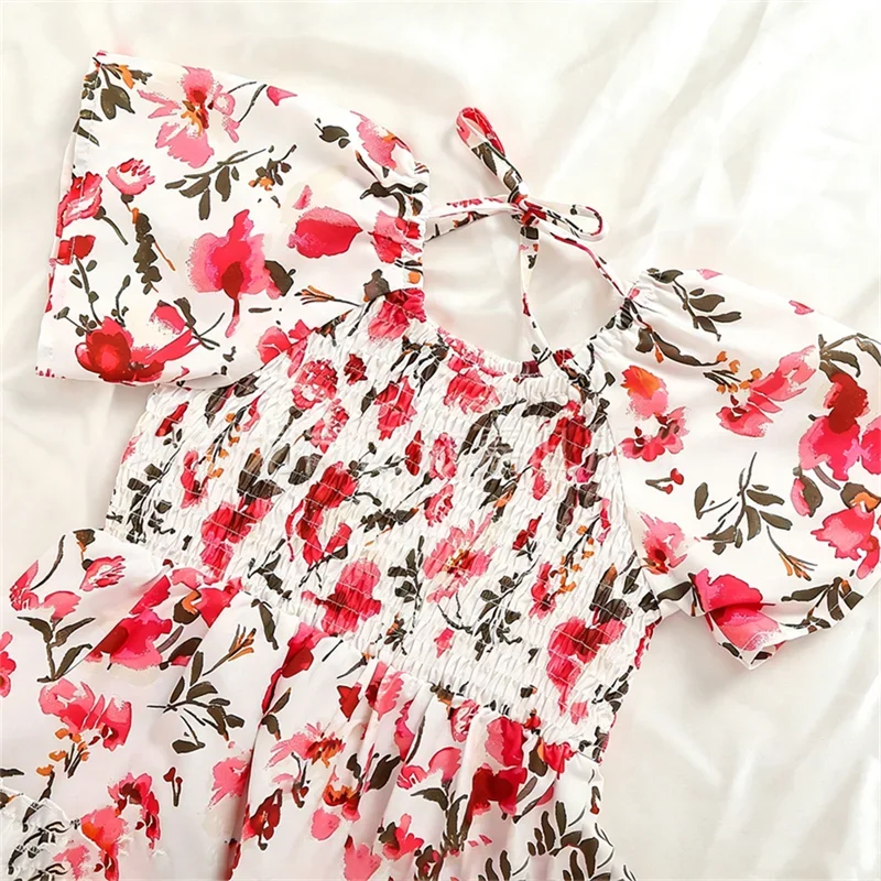 Vintage Mother Daughter Dress Vestidos Family Matching Outfits Children Dress Beach Casual Women Dresses Summer Girls Clothing
