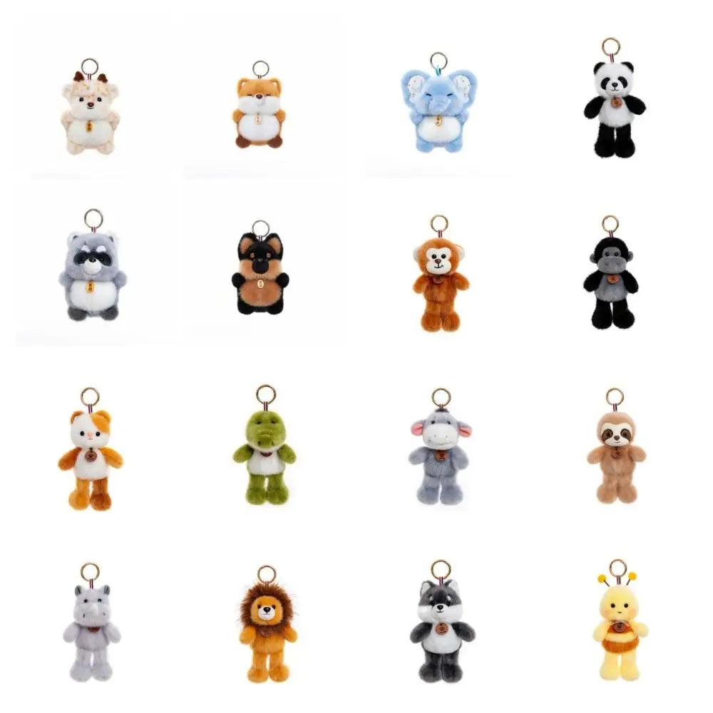 Kawaii Animal Lion Doll Cute Jumping Series Plush Pendant Rhinoceros Sloth Panda Monkey Toy Bee Husky Crocodile Super Soft Kids