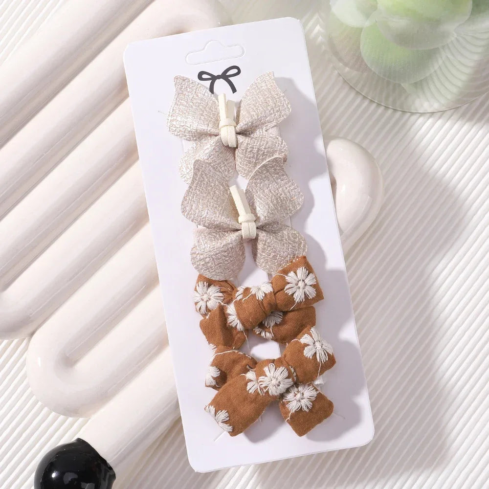 Baby Girls Hair Clips 4Pcs Set Handmade Crochet Butterfly Alloy Hairpins Headwear