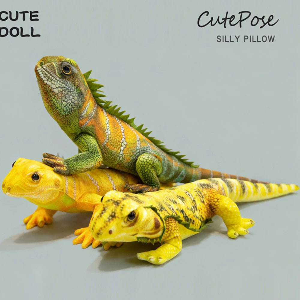 Hot Tropical Rainforest Wildlife Simulation Lizard Plush Doll Lifelike Chameleon Stuffed Toys Cute Reptile Pet Model Kids Gifts