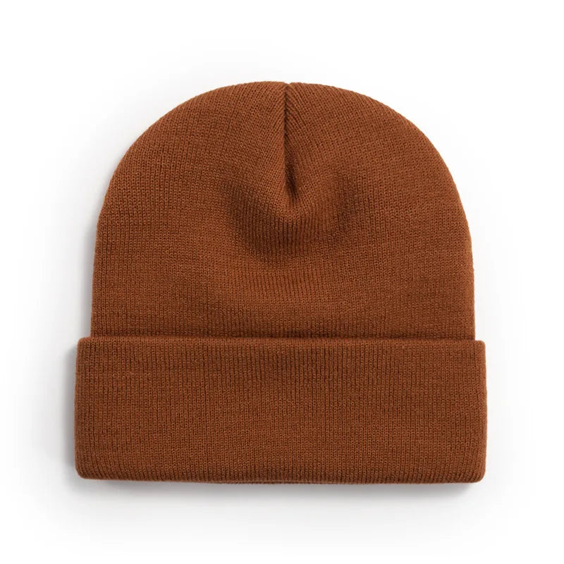 Solid Color Knitted  Plain Cold Hat Rolled Edge Customizable VersatileLOGOMen's and Women's Casual Versatile  Warm Knitted Hat