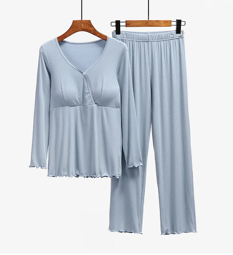 Maternity Nursing Sleepwear Breastfeeding Nightwear for Pregnant Women Pregnancy Breast Feeding Pajamas Suits Maternity  Clothes