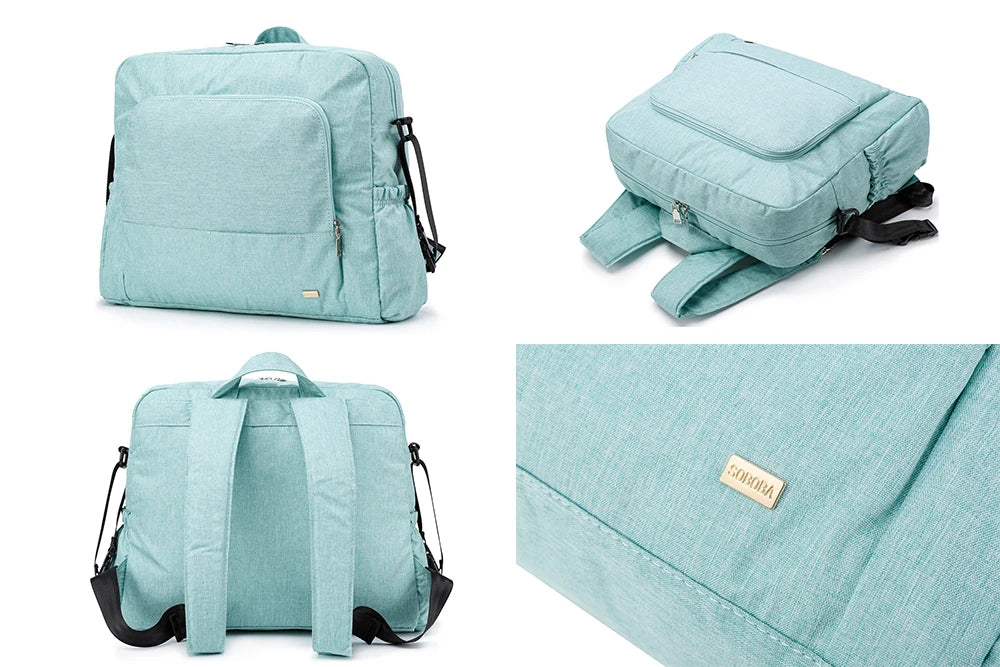 Soboba Solid Diaper Bag Fashion Waterproof Multi-functional Diaper Backpack Nursing Changing Bag for Baby Large Stylish Bag