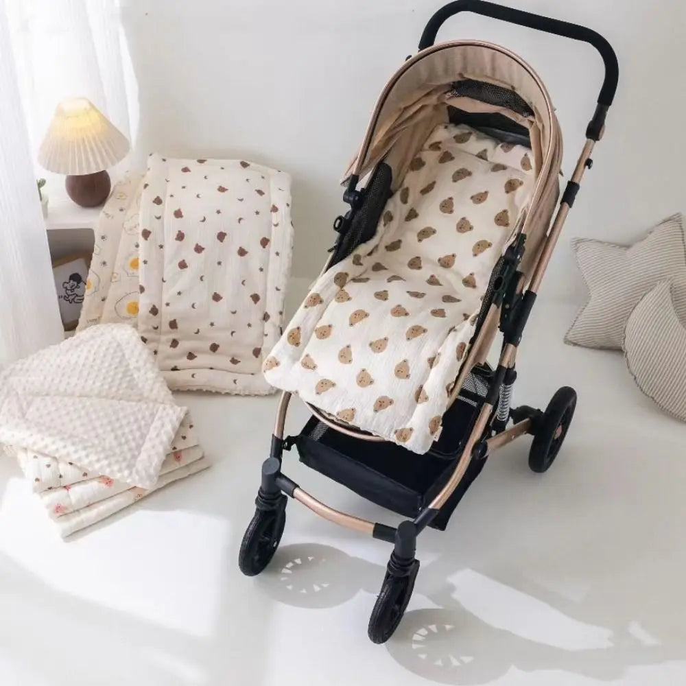 Soft Baby Stroller Cushion Comfortable Breathable Baby Pram Seat Mat Car Seat Cartoon Printed Dining Chair Cotton Pad