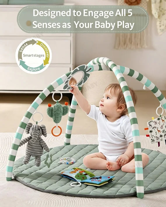 Multi-functional Baby Fitness Stand with Music Gym Activity, Comfort Toy, Blanket Pad, Early Education 0-36 Months, Newborn Gift
