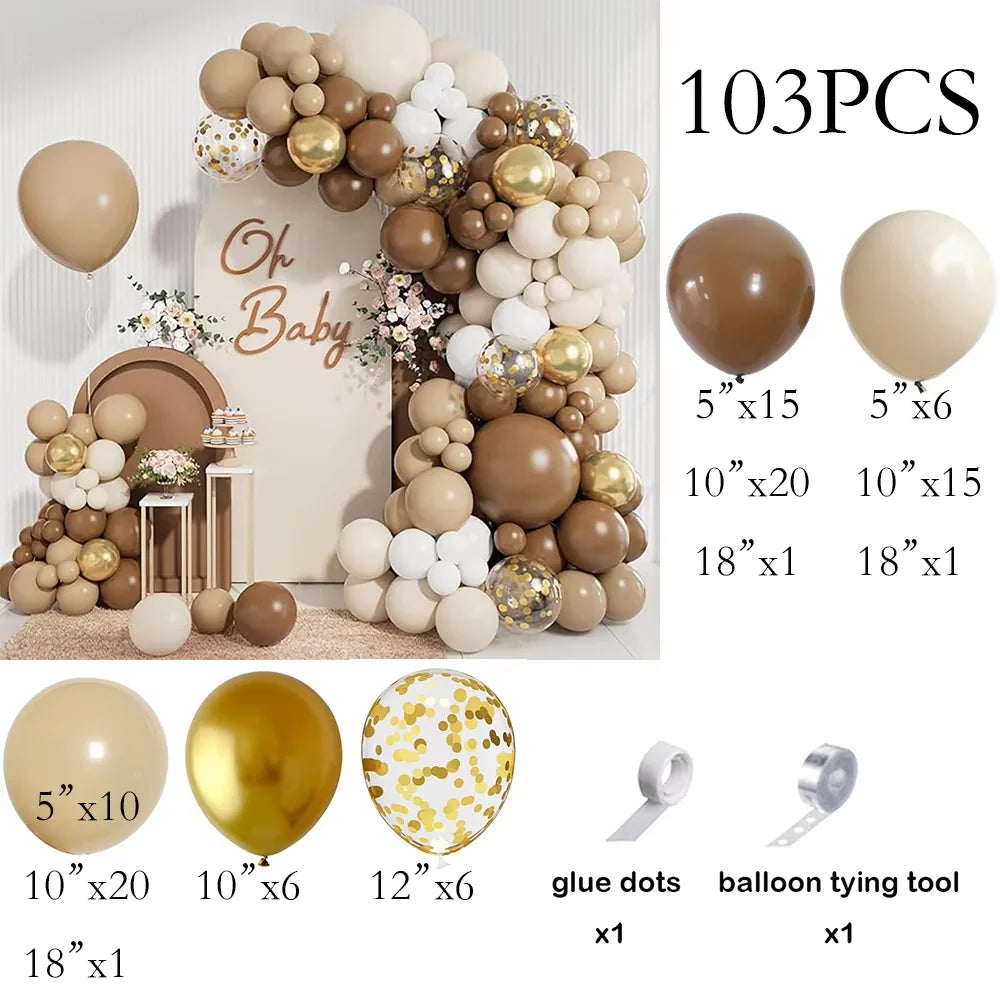 Balloon Arch Kit Nude White Sand With Gold Balloons For Birthday Party Baby Shower Wedding Graduation Decoration
