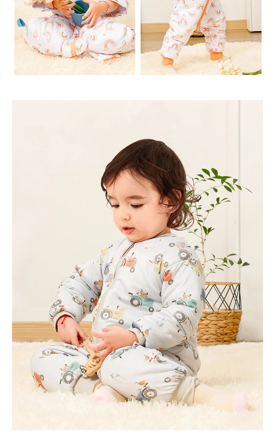 Elinfant Long Sleeve Split Legs Sleeping Bag, 3 Size For Boys and Girls Removable Sleeves Sleeping Sack For Winter
