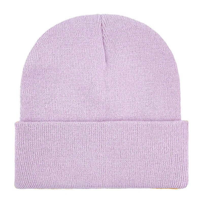 Knitted Hat For Men And Women Warm Beanie Model M01 Solid Color Rolled Edge