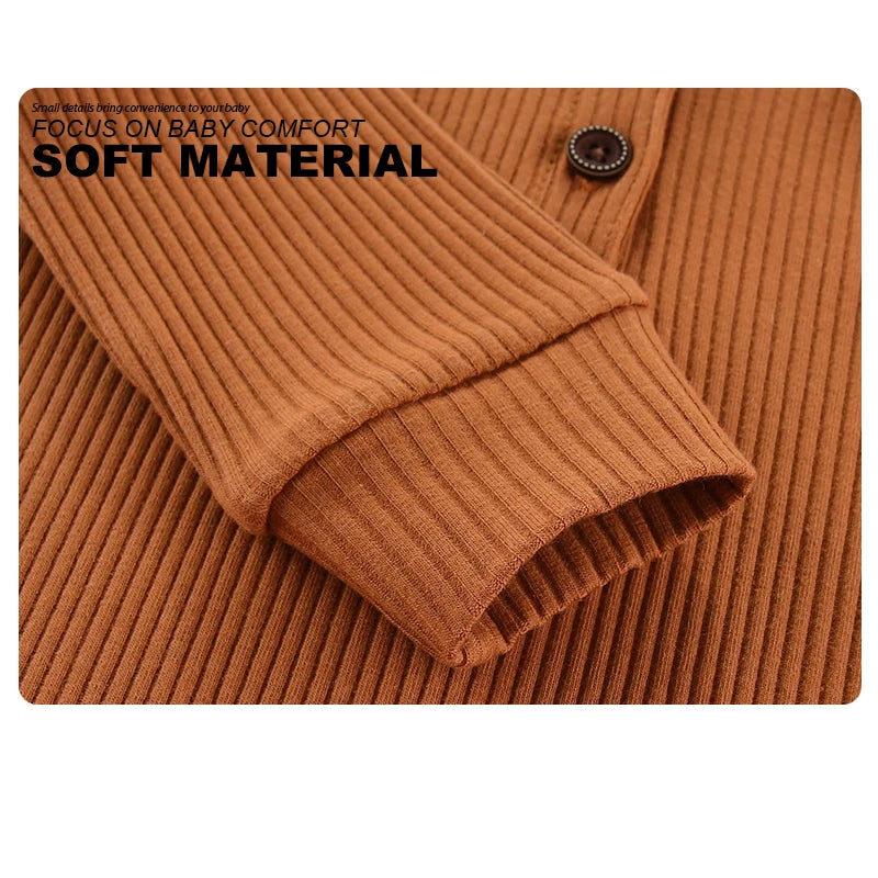 Kiddiezoom Fashion Autumn Winter Unisex Solid Long Sleeve Baby Boy Girl Rompers Cotton Soft Infants Clothing