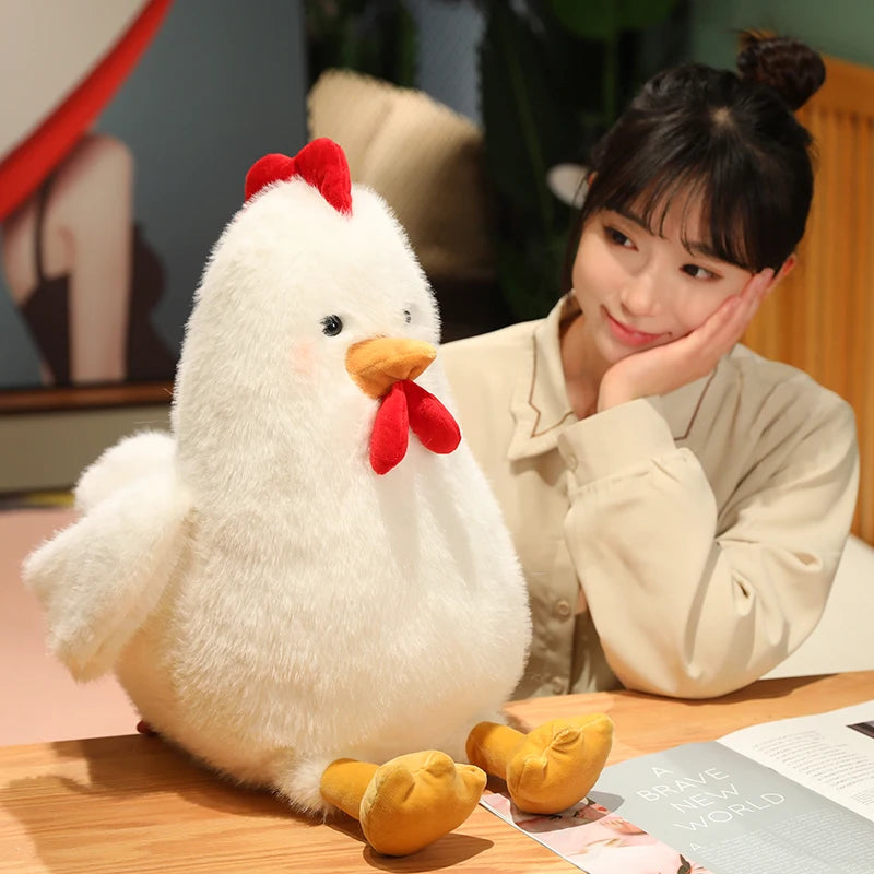 Hot Fluffy Chicken Plush Toys Cute Farmyard Animal White Yellow Chicken Plushies Funny Wet Chick Dolls Girl Boy Gift Home Decor