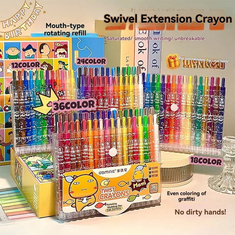 36/12 Pcs Rotate Color Crayola Set Washable Crayons for Kids Bulk Crayons for Arts & Crafts Back To School Art Supplies Crayons