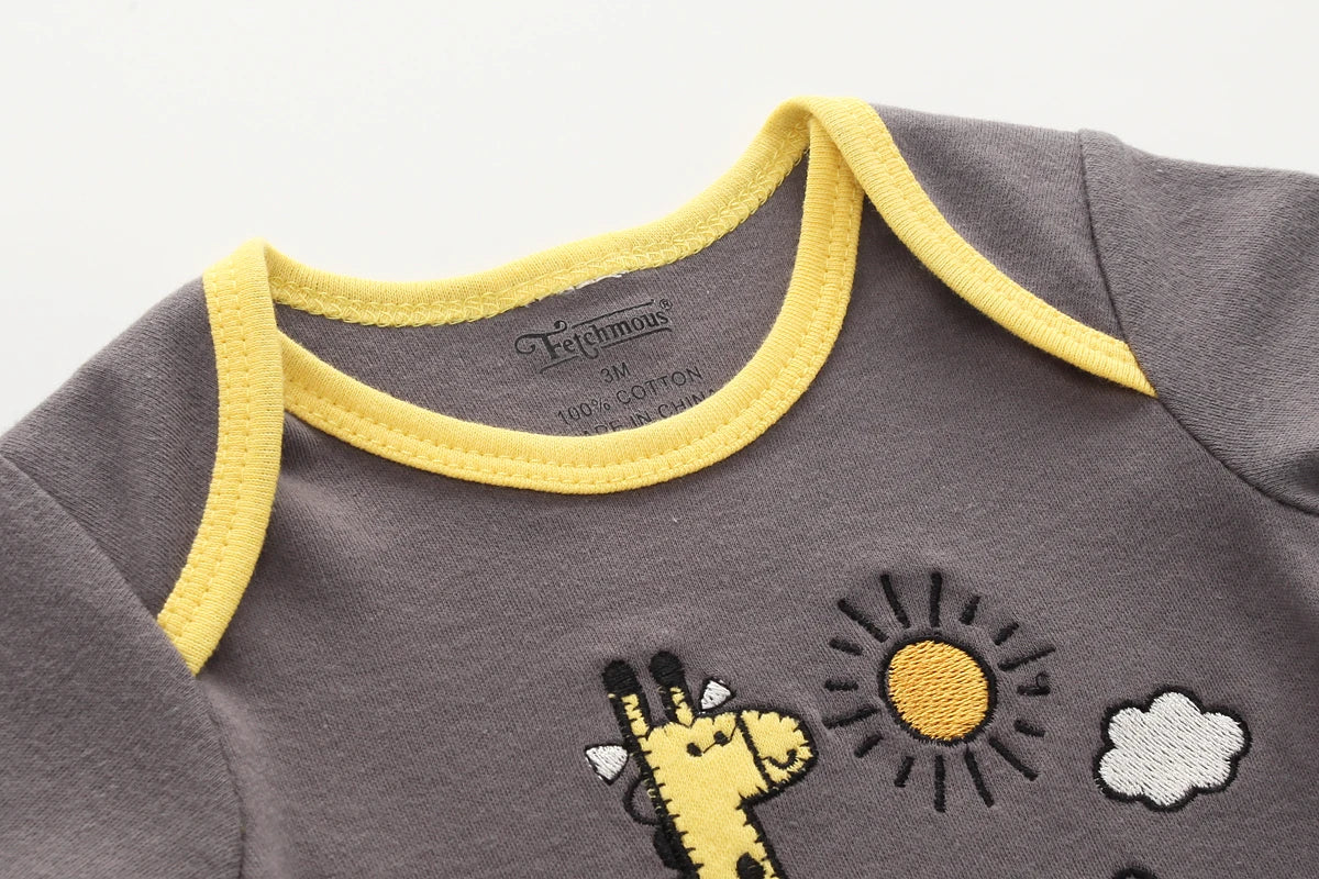 5 Pieces Cartoon Cute Baby Boy Bodysuits Summer Short Sleeve Newborn Girl Onesies Love Dad Love Mom 0-12 Months Infant Clothes
