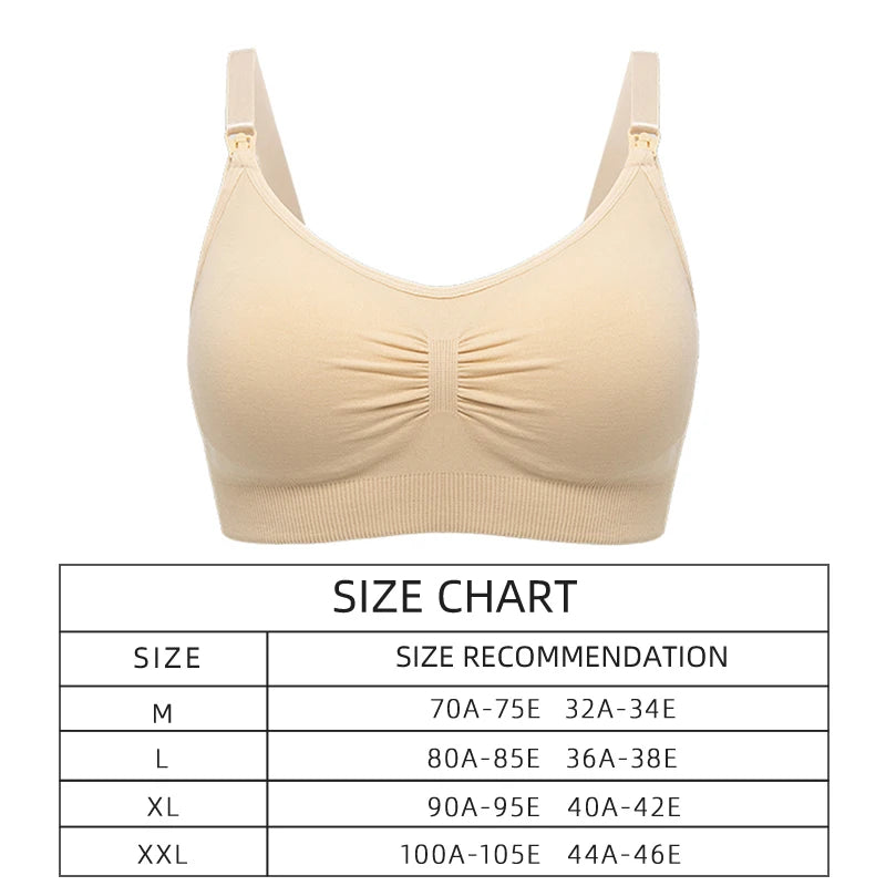 Maternity Nursing Bra Seamless Open Front Clasp Breastfeeding Large Size Breathable Nylon Blend Model 001