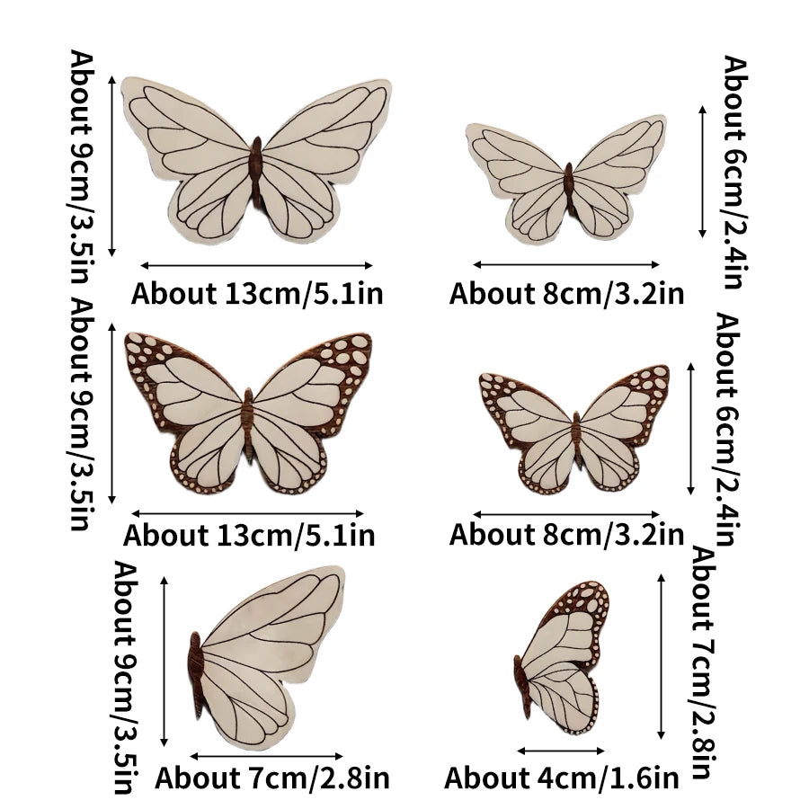 Vintage Magic Wooden Butterfly Line Art Animal Home Decor Room Nursery Boys Girls Room Wall Art Line Wall Butterfly Festival Party Background Wall Decoration Animal Art Wall Stickers.